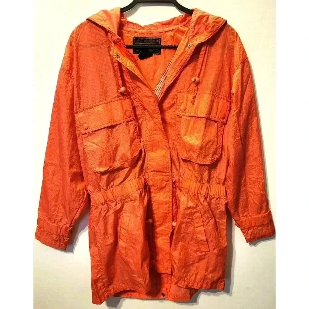 Vintage Eddie Bauer Red Drawstring Raincoat Size M 1B - Picture 6 of 9
